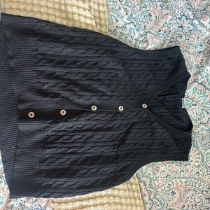 Black Cable Knit Button-Up Vest